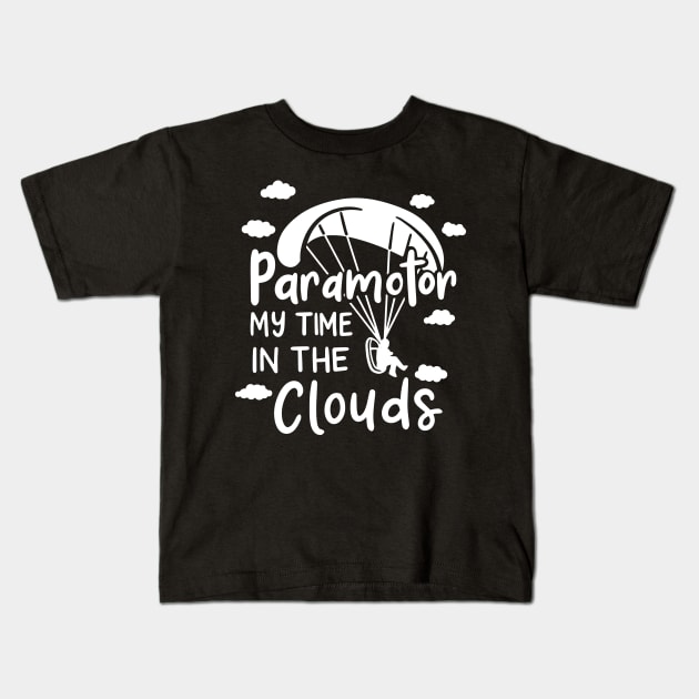 PARAGLIDING: Paramotor Kids T-Shirt by woormle